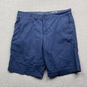 Tommy Hilfiger Mens 36 Bermuda Shorts Navy Blue Plaid Custom Fit Casual Summer